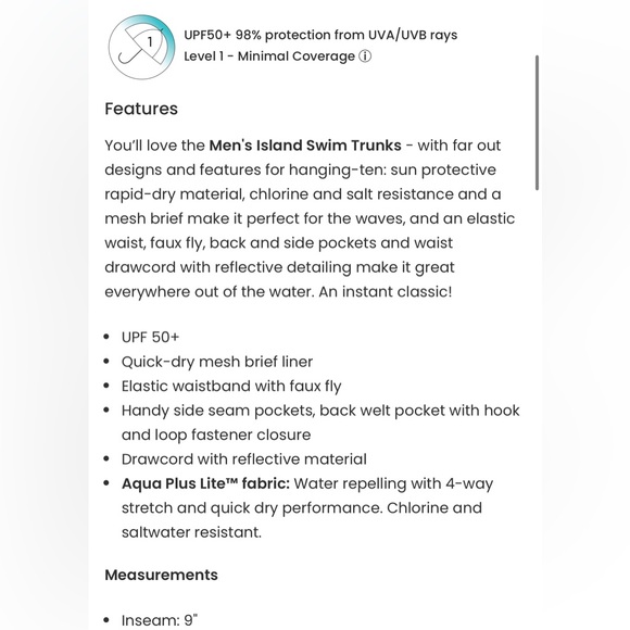 Coolibar Island Swim Trunks in Terracotta Vintage Tropical Stripe in Men’s XXL - Picture 13 of 13